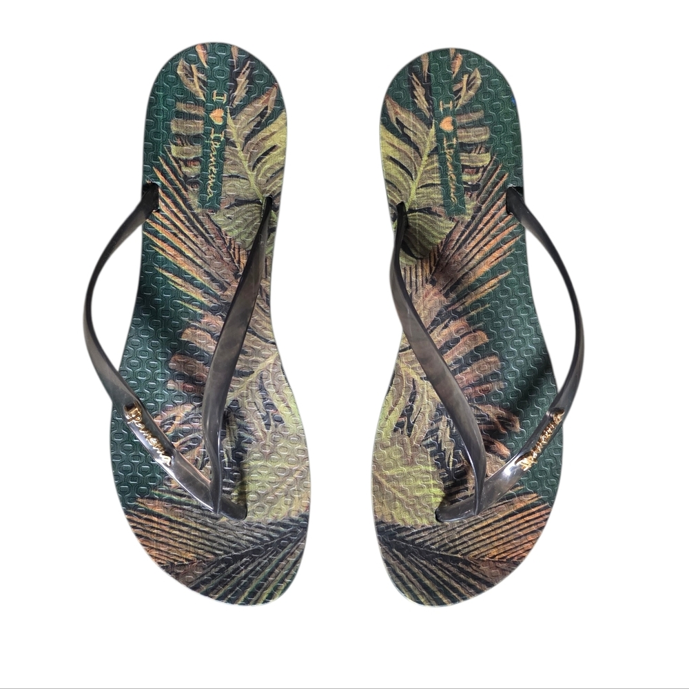 IPANEMA WAVE SCENIC FLIP FLOPS GREEN SMOKE PALM LEAVES 9 - Picture 6 of 6